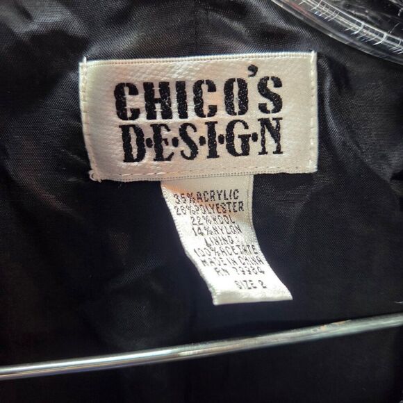 Chico’s Design Women’s Tweed Fringe Blazer Jacket Coat – Size 2 Black White - Picture 6 of 6